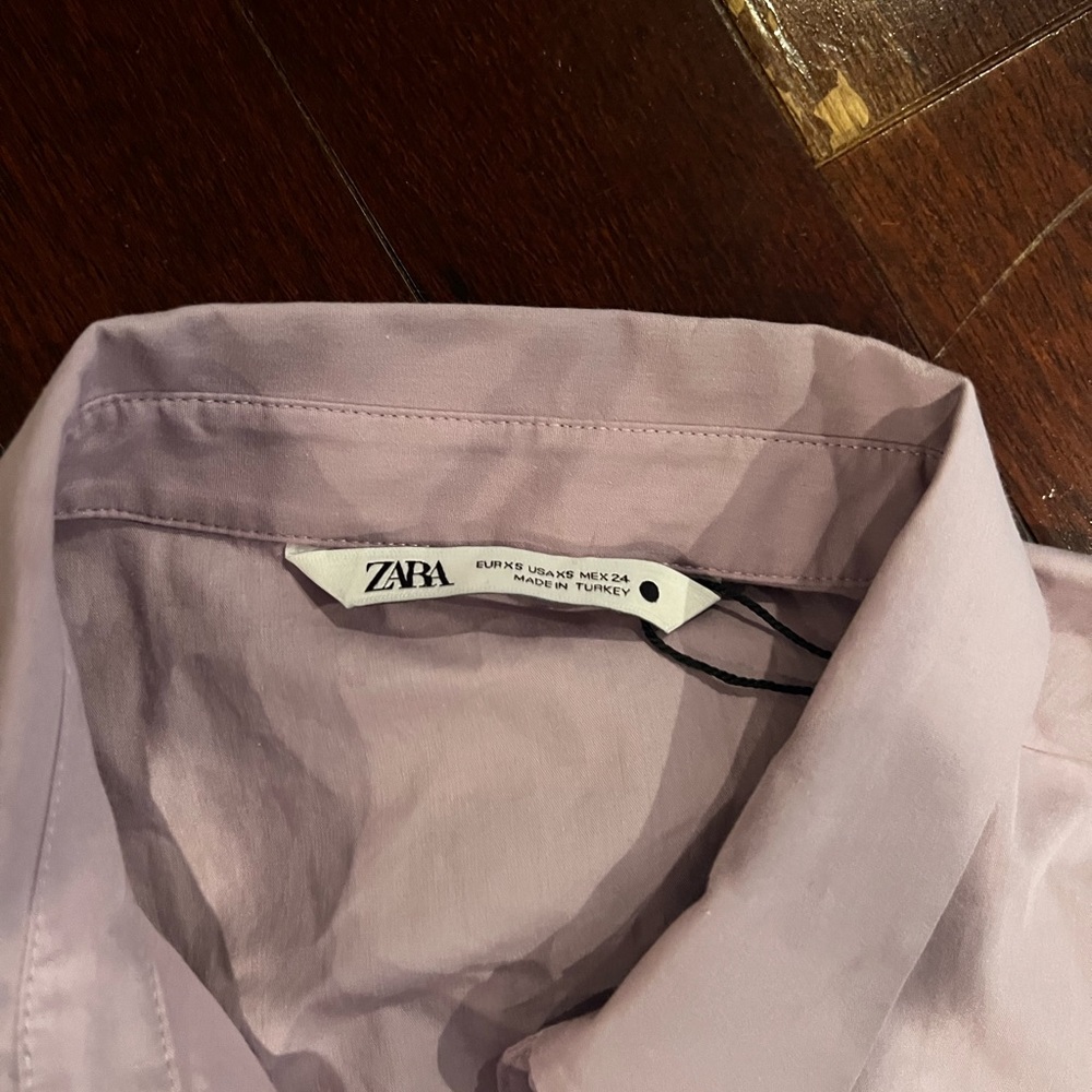 Zara Light Purple Button Up Crop Top Xs - image 3